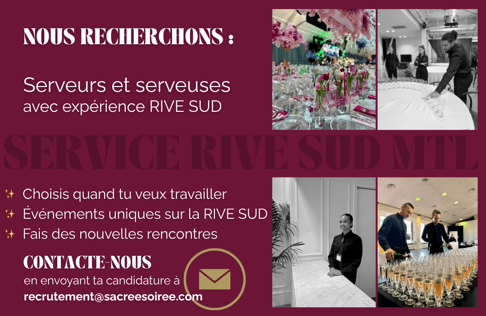 Serveurs-e expérimenté-e en événementiel RIVE SUD cover Serveurs-e expérimenté-e en événementiel RIVE SUD cover